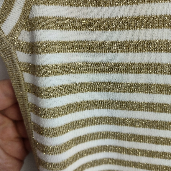 Cable & Gauge Sleeveless Sweater Pullover striped metallic print vest bronze 3X - Picture 12 of 12